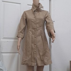 Faux Leather Shirt Dress size 4 Beige